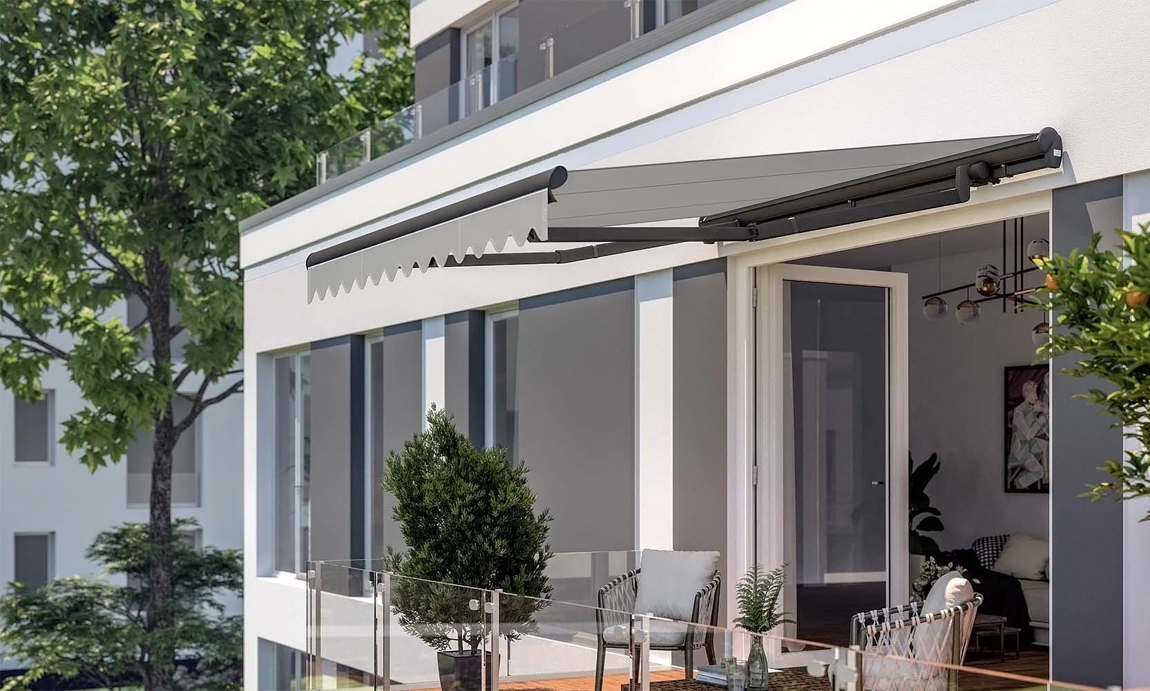 Markizy tarasowe Opole 18 Markiza kasetowa Lewens Family Design