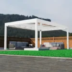 Szklane zadaszenia tarasowe w Opolu – nowoczesne zadaszenia ze szkła 25 Aluminiowe zadaszenie tarasu wolnostojące z dachem szklanym biały