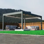 Szklane zadaszenia tarasowe w Opolu – nowoczesne zadaszenia ze szkła 26 Aluminiowe zadaszenie tarasu wolnostojące z dachem szklanym grafit 2