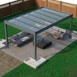 Szklane zadaszenia tarasowe w Opolu – nowoczesne zadaszenia ze szkła 27 Aluminiowe zadaszenie tarasu wolnostojące z dachem szklanym grafit